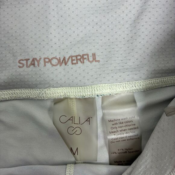Calia Stay Powerful Biker Athletic Shorts Marble White Sz M Gym Workout Runner - Picture 6 of 7
